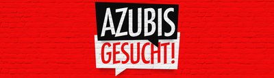 Zwei Sprechblasen in denen geschrieben steht: "Azubis gesucht!